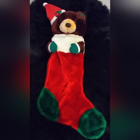 Plush Brown Teddy Bear Christmas StockingMeasures Approximately 13" wide x 31" - Picture 1 of 3